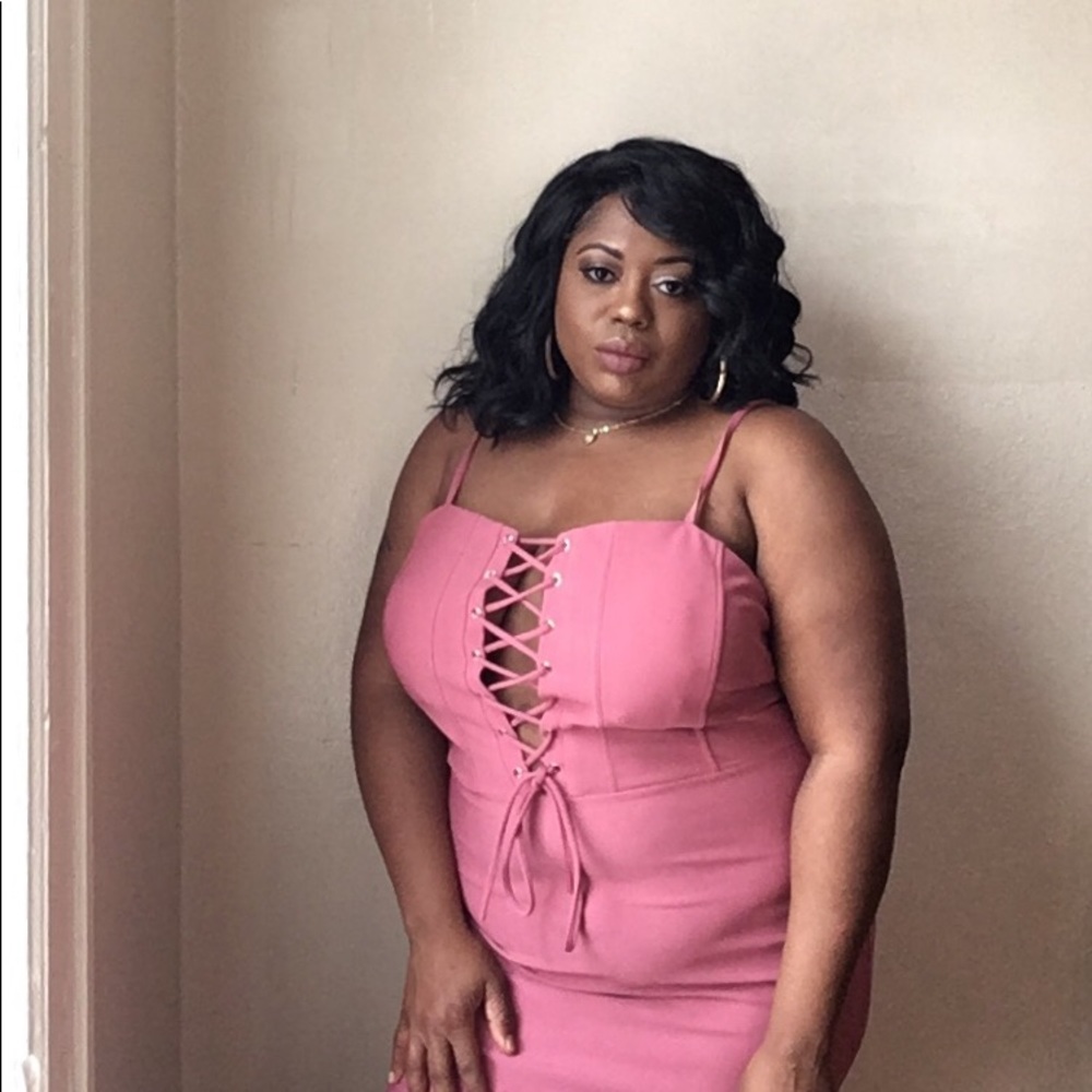 Pink spaghetti straps mini dress